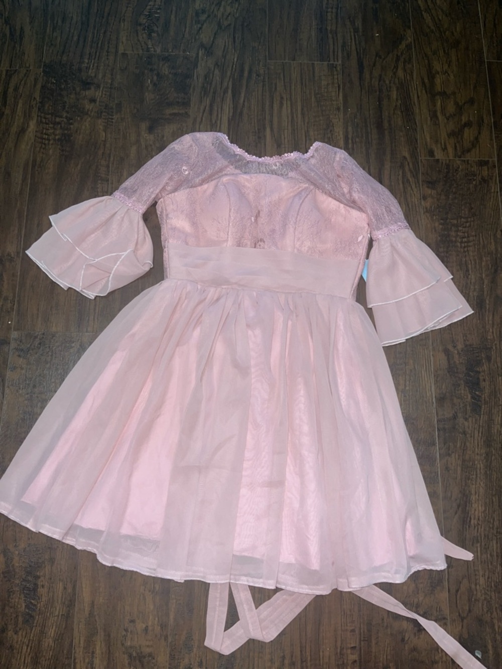 Girls Pale Pink Lace & Tulle Party Dress